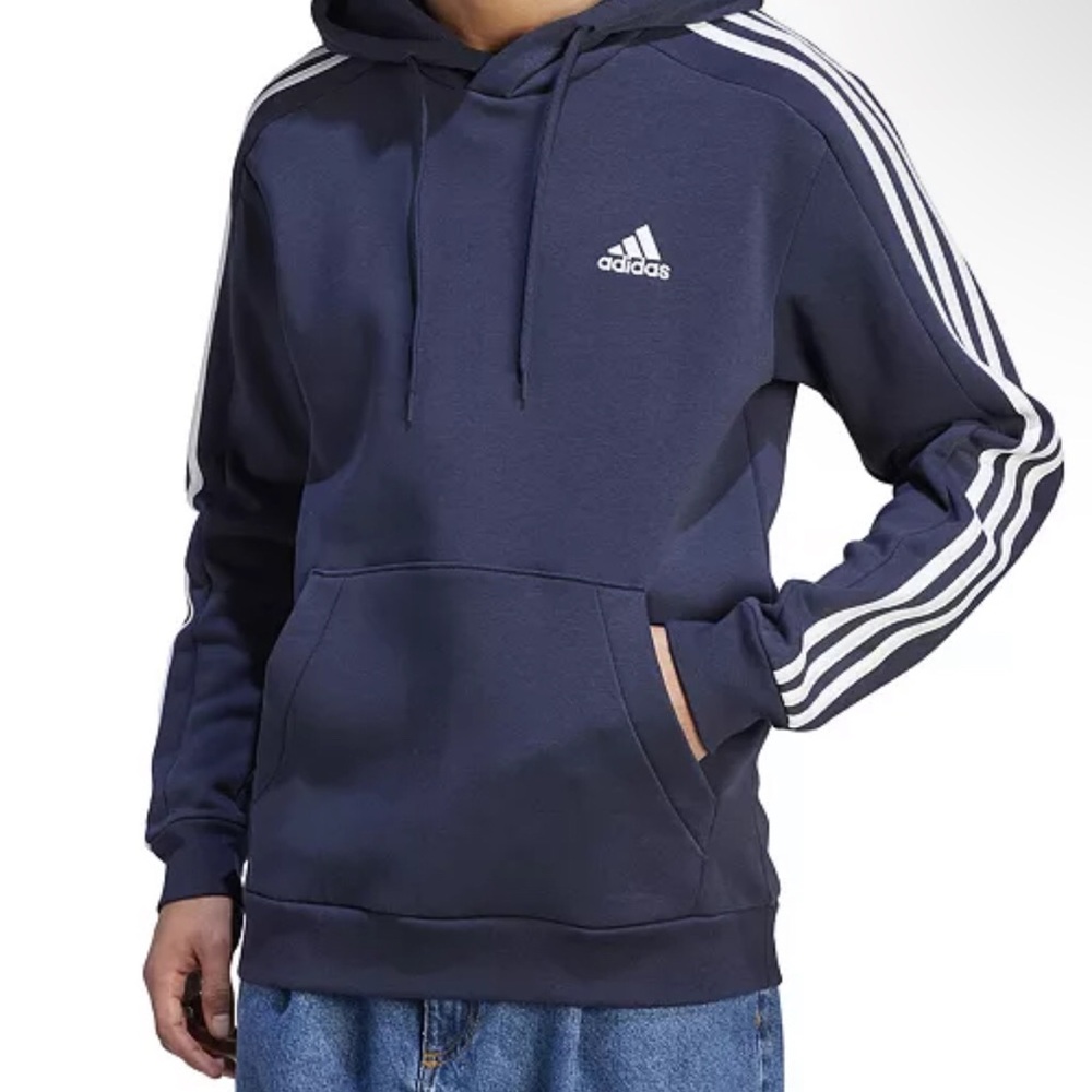 Navy Blue adidas Striped Hoodie